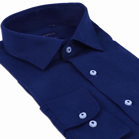 Navy Cotton Linen Solid Plain Shirts - Texworks