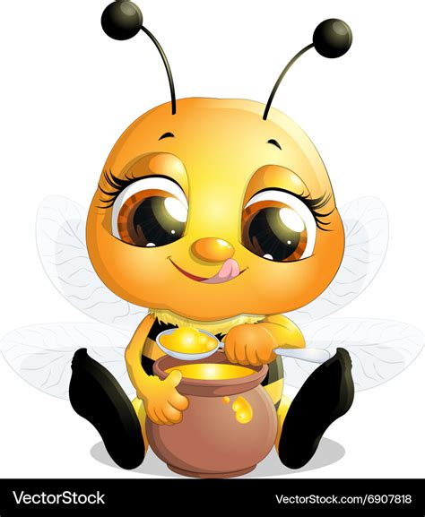 Beautiful Bee That Eats Honey Royalty Free Vector Image