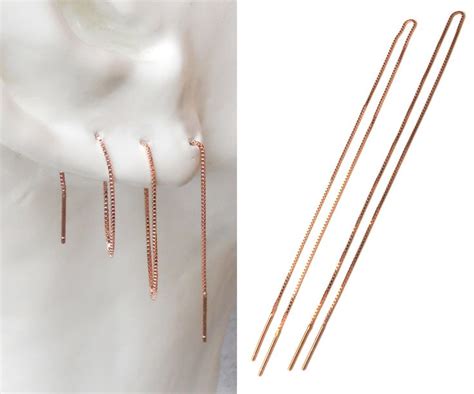 Extra Long Multiple Piercing Threader Earring Rose Gold