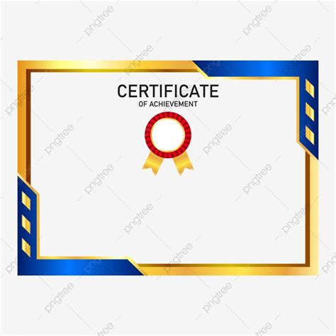 Professional Diploma Certificate Border with Badge, Blue and Golden Frame