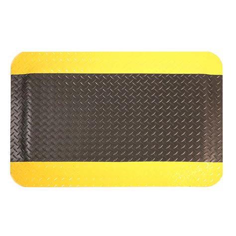 Diamond Plate Anti Fatigue Mat 1500 X 900mm Blackyellow Cleanlink