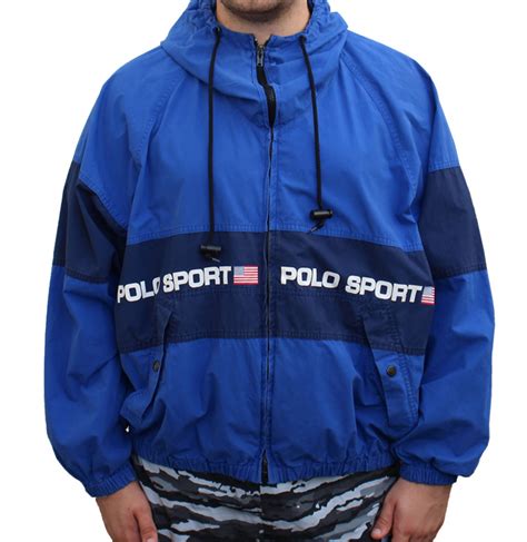 Vintage Polo Sport Spell Out Blue Light Jacket Size Xl — Roots