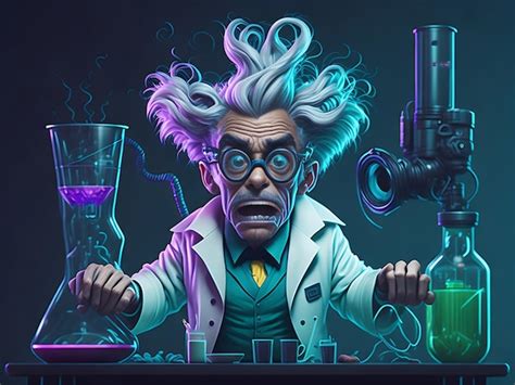 Premium AI Image Mad Scientist Or Crazy Professor Character In