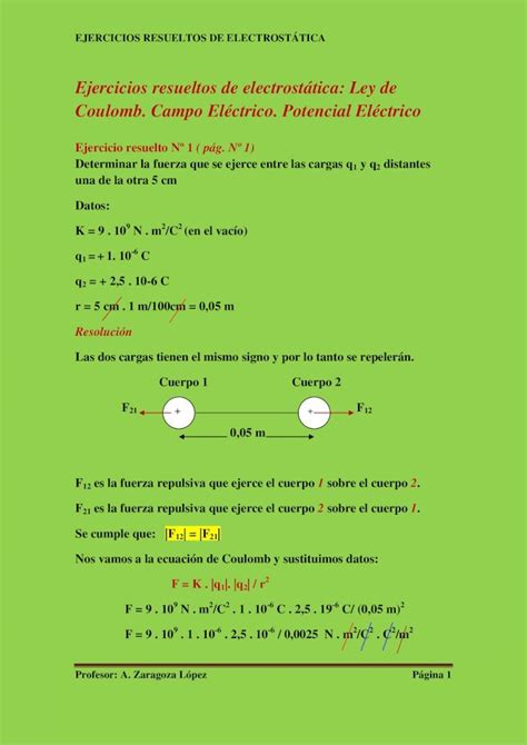 Pdf Ejercicios Resueltos De Electrost Tica Ley De Coulomb Pdf