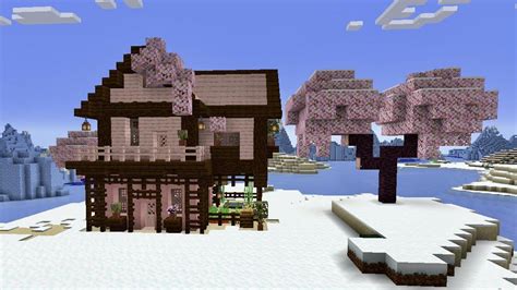 I built a little house with the cherry blossom wood 🌸 : r/Minecraft