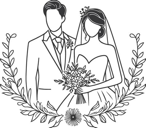 Continuous One Line Drawing Of A Wedding Couple Illustration 47393753