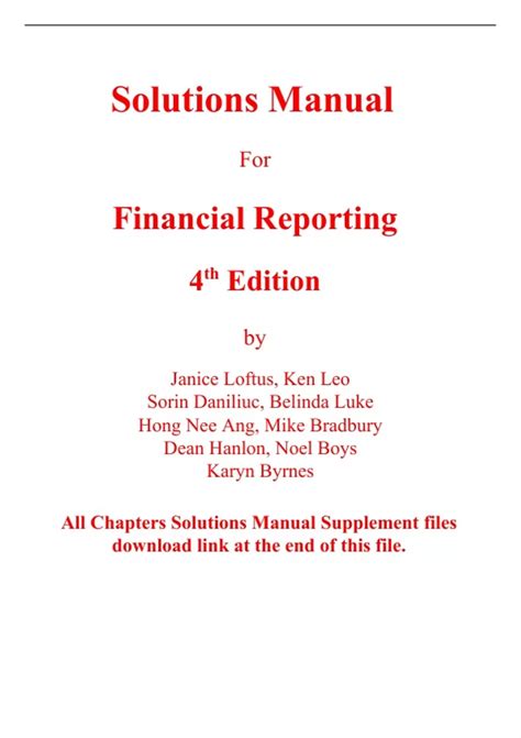 Solutions Manual For Financial Reporting 4th Edition By Janice Loftus
