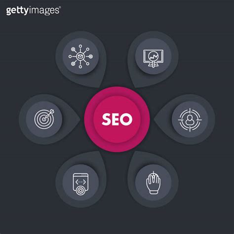 Seo Infographics Template Design With Linear Icons Search Engine