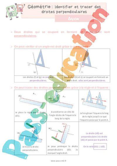 Identifier et tracer des droites perpendiculaires Leçon de géométrie