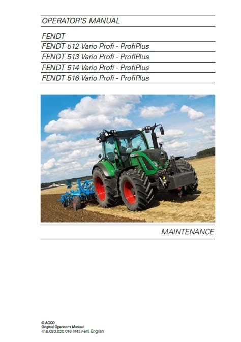 Fendt Tractor Vario Profi Profiplus Maintenance Manual Pdf