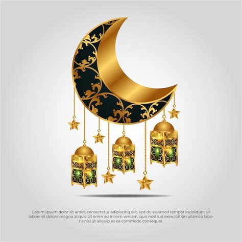 Eid al adha mubarak schöner islamischer 3d goldener mondstern und