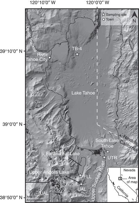 Map Of Lake Tahoe Basin In The Area Of California And Nevada The Download Scientific Diagram