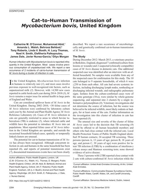 (PDF) Cat-to-Human Transmission of Mycobacterium bovis, United Kingdom