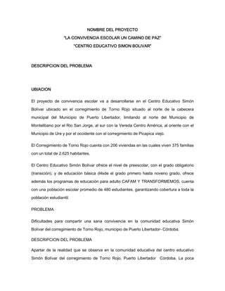 Proyecto De Convivencia Escolar Pdf