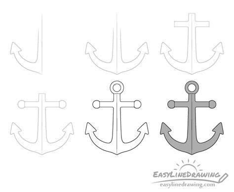 How To Draw An Anchor Step By Step EasyLineDrawing