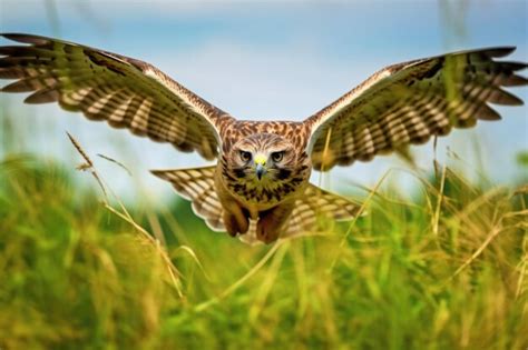 premium ai image hawk hovering   meadow eyes locked   target