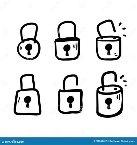 Hand Drawn Doodle Locked And Unlocked Padlock Illustration Icon