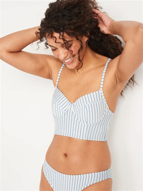 Striped Seersucker Underwire Longline Bikini Swim Top Old Navy