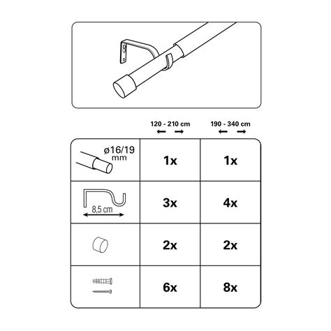 Gardinia Gardinenstangen Set Kos Ø 16 19 mm Ausziehbar 120 210 cm