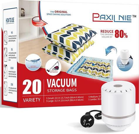 Paxilnie Vacuum Storage Bags With Electric Pump Variety 20 Pack Save 80 On Clothes Storage