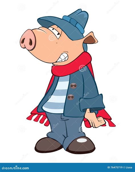 Illustration Of A Cute Pig Cartoon Character Stock Vector