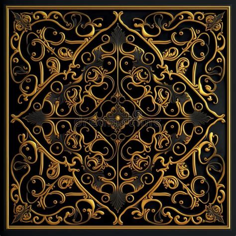 Gold Filigree Inlaid Carpet Generative Ai Stock Illustration