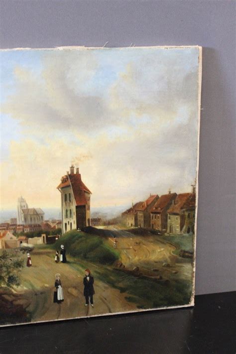 Proantic Oil On Canvas Representing A Lively Village Dated