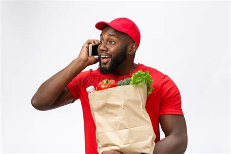 Delivery Concept Portrait Of Handsome African American Delivery Man