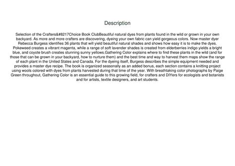 PPT - PDF Download Harvesting Color: How to Find Plants and Make ...