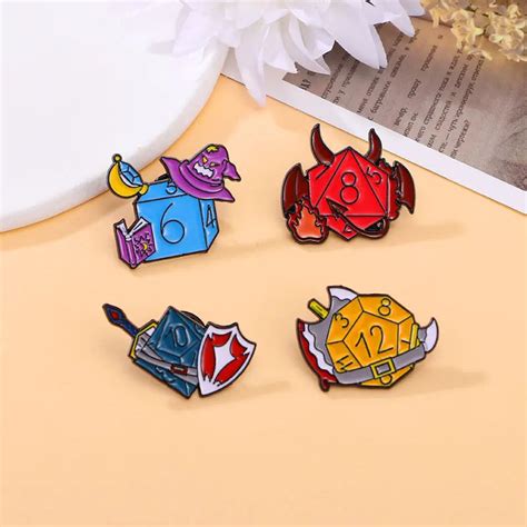 Dnd Red Dragon Dice Enamel Pin Distinct Pins