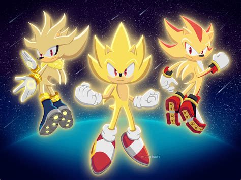 My Fan Art Of Super Sonic Super Shadow And Super Silver In The Style