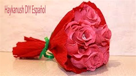 Como Hacer Rosas Con Papel Crepe Faciles Paso A Paso Ramo De Rosas