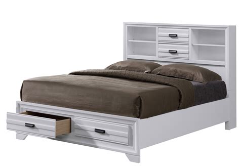 White Queen Storage Bed With Bookcase Headboard Hanaposy