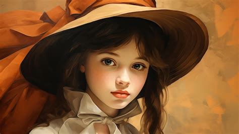 Premium AI Image | a painting of a girl wearing a hat