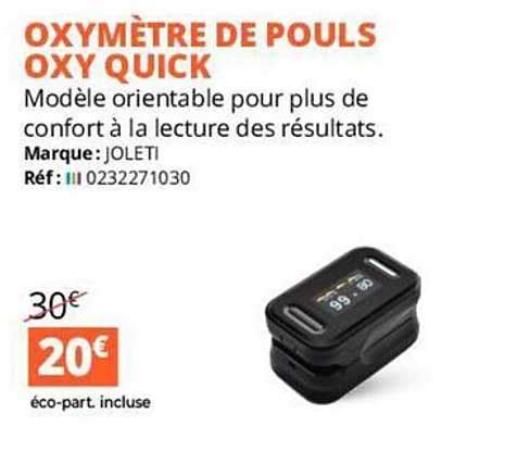 Promo Oxymètre De Pouls Oxy Quick Joleti chez Distri Club Médical