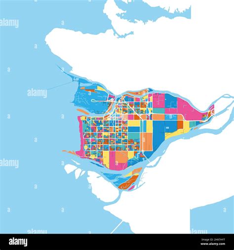 Richmond, British Columbia, Canada colorful high resolution vector art map with city boundaries ...