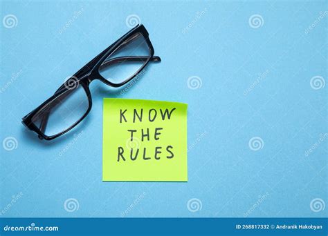 Know the Rules on Sticky Note on the Blue Background Stock Photo ...