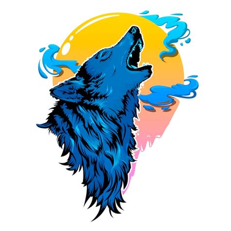 Ilustração de lobo azul Vetor Premium