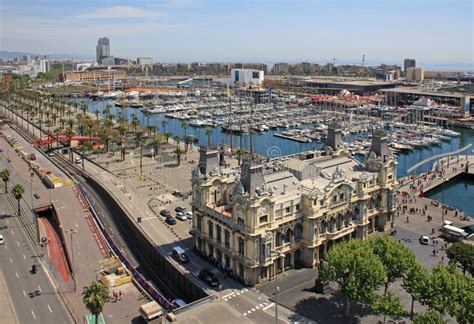 Aerial View of Barcelona Port Editorial Stock Image - Image of pier ...