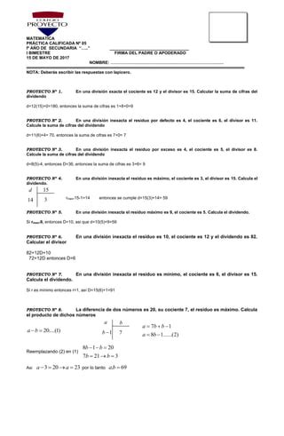 Solucionario Practica 5 Problemas De Multiplicacion Y Division