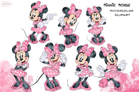 Minnie Mouse Clipart Minnie Watercolor Minnie Watercolor Etsy