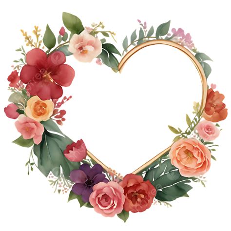 Beautiful Watercolor Heart Frame With Flowers Vector Heart Heart