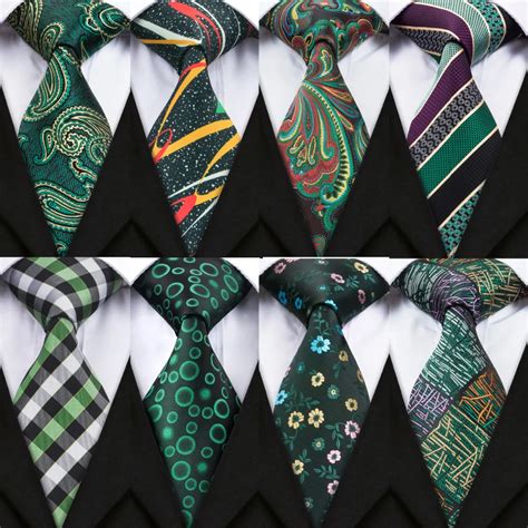 Dibangu 15 Styles Green Ties For Men Match Pocket Square Cufflinks 8