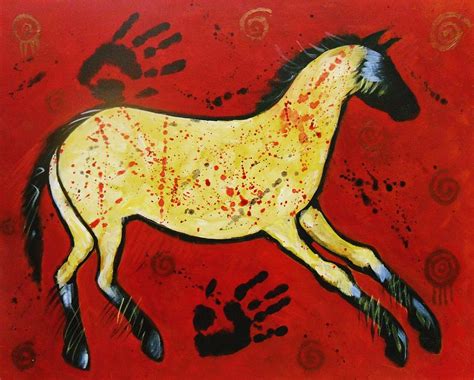 Red Horse Modern Cave Painting Painting by Carol Suzanne Niebuhr - Pixels