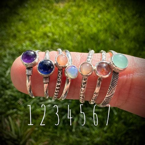 Solid Sterling Silver Stacking Rings With Gemstones. - Etsy