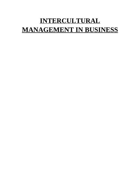 Intercultural Management In Business