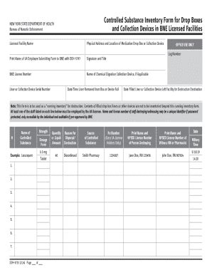 Fillable Online Health Ny Controlled Substance Inventory Form For Drop