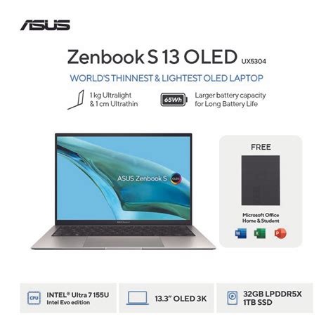 Jual ASUS Zenbook S 13 OLED UX5304MA OLEDS712 Basalt Grey Shopee