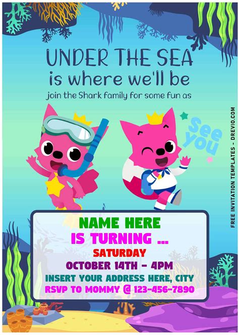 Free Editable Pdf Pinkfong Baby Shark Birthday Invitation Templates