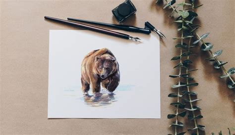 Grizzlybär Aquarell Abbildung Bär Wasserfarbe Tiere Etsy de